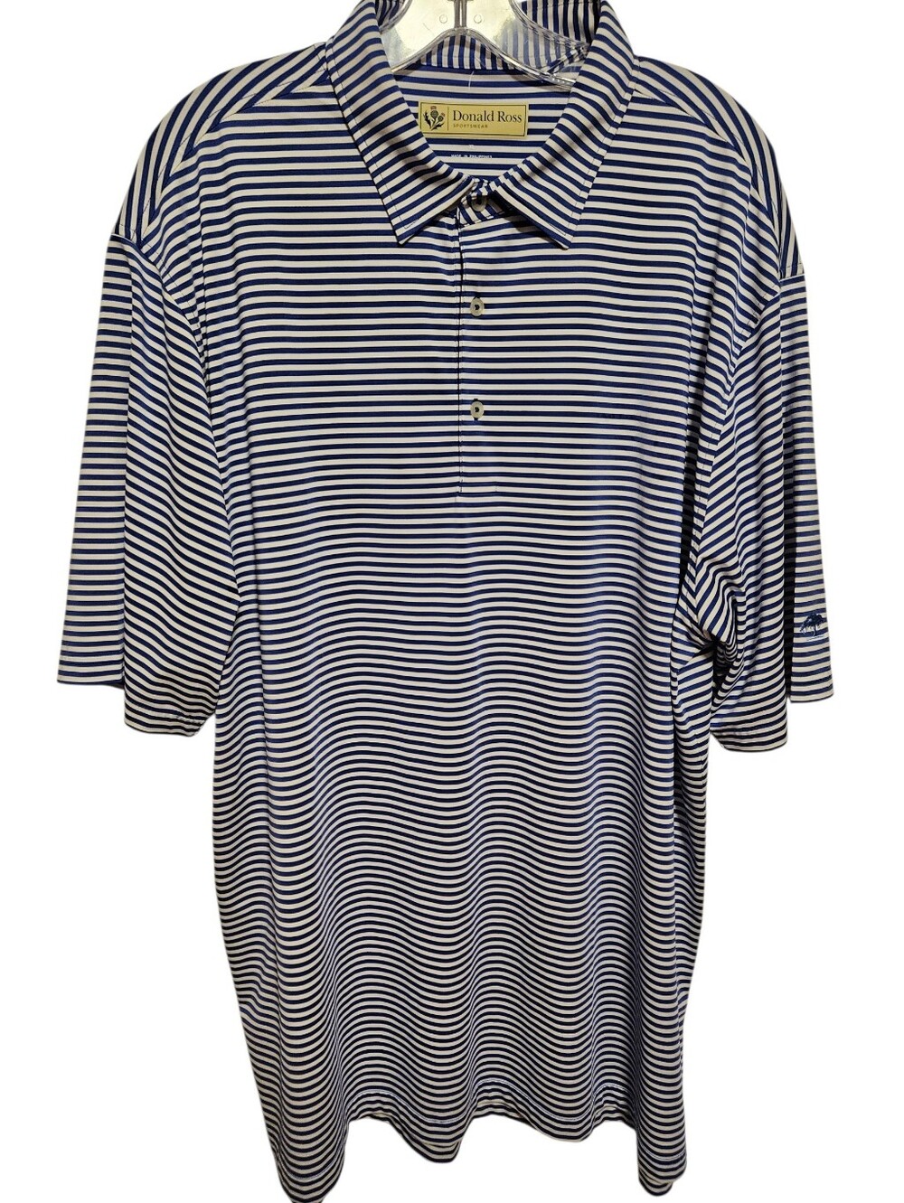 Donald Ross Sportswear Blue and White Striped Polo XL
